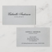 Luxe eenvoudig wit leder visitekaartje (Voorkant / Achterkant)