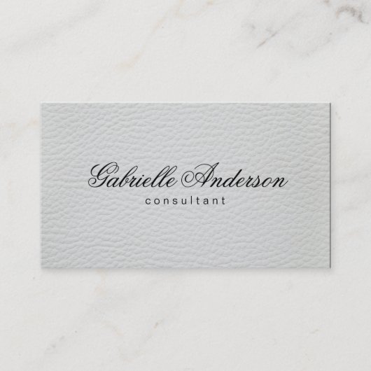 Luxe eenvoudig wit leder visitekaartje (Voorkant)