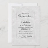 Luxe Eenvoudige Elegante Zilveren Glitter Quinceañ Kaart (Voorkant)