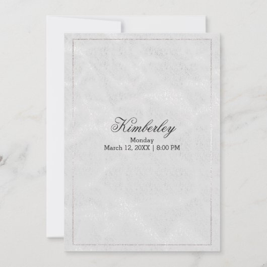 Luxe Eenvoudige Elegante Zilveren Glitter Quinceañ Kaart (Achterkant)