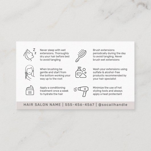 Luxe eenvoudige haaruitstortingen na de zorg visitekaartje (Achterkant)
