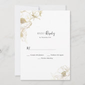 Luxe eenvoudige witte gouden pioenroos bloemen RSV Kaart (Voorkant)