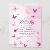 Luxe Eerste 1e Verjaardag Vlinders Feest Kaart (Voorkant)