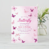 Luxe Eerste 1e Verjaardag Vlinders Feest Kaart (Staand voorkant)