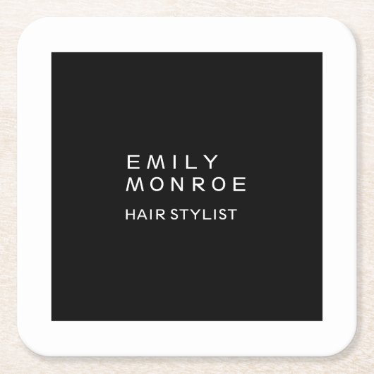 Luxe Effen Zwart & Wit Modern Minimalistisch Kartonnen Onderzetters (Voorkant)