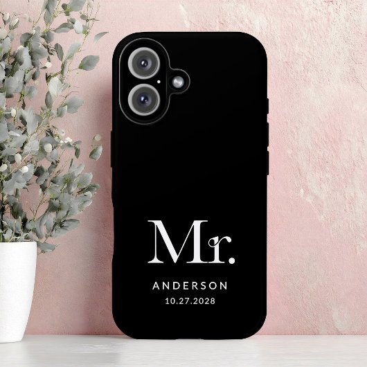 Luxe Elegance | Black Mister en trouwdatum Case-Mate iPhone Case