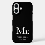 Luxe Elegance | Black Mister en trouwdatum Case-Mate iPhone Case (Achterkant)