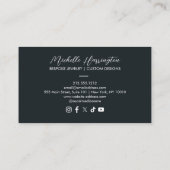 Luxe Elegance Blauw en Goud Bloemen Sieraden Ontwe Visitekaartje (Achterkant)