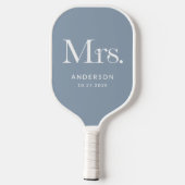 Luxe Elegance Dusty Blue | Mevrouw en trouwdatum Pickleball Paddle (Achterkant)