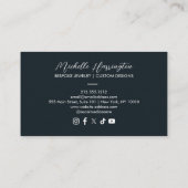 Luxe Elegance Goud en Blauw Bloemen Sieraden Ontwe Visitekaartje (Achterkant)