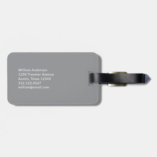 Luxe Elegance Grey | Meneer en trouwdatum Bagagelabel (Achterkant horizontaal)