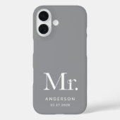 Luxe Elegance | Grey Mister en trouwdatum Case-Mate iPhone Case (Achterkant)
