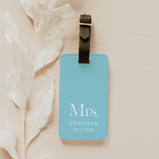 Luxe Elegance | Robin Egg Blauw Mevrouw Trouwdatum Bagagelabel