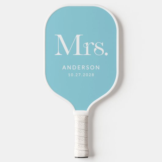 Luxe Elegance Robin Ei Blauw | Mrs Wedding Date Pickleball Paddle (Voorkant)