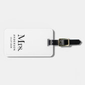 Luxe Elegance Zwart-wit mevrouw en trouwdatum Bagagelabel (Voorkant horizontaal)