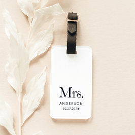 Luxe Elegance Zwart-wit mevrouw en trouwdatum Bagagelabel