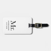 Luxe Elegance Zwart-wit | Mr Wedding Date Bagagelabel (Voorkant horizontaal)