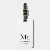 Luxe Elegance Zwart-wit | Mr Wedding Date Bagagelabel (Voorkant verticaal)