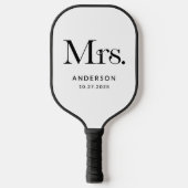 Luxe Elegance Zwart-wit Mrs. | Bruiloft Pickleball Paddle (Voorkant)