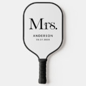 Luxe Elegance Zwart-wit Mrs. | Bruiloft Pickleball Paddle (Achterkant)