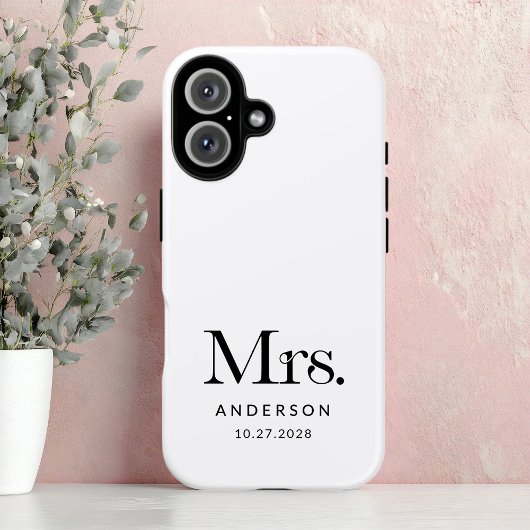 Luxe Elegance | Zwart-wit Mrs. Wedding Date Case-Mate iPhone Case