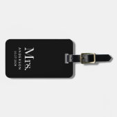 Luxe Elegance | Zwarte mevrouw en trouwdatum Bagagelabel (Voorkant horizontaal)