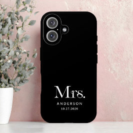 Luxe Elegance | Zwarte mevrouw en trouwdatum iPhone 16 Hoesje
