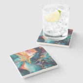 Luxe Elegant Abstract Marmer Mooi Stenen Onderzetter (Zijkant)