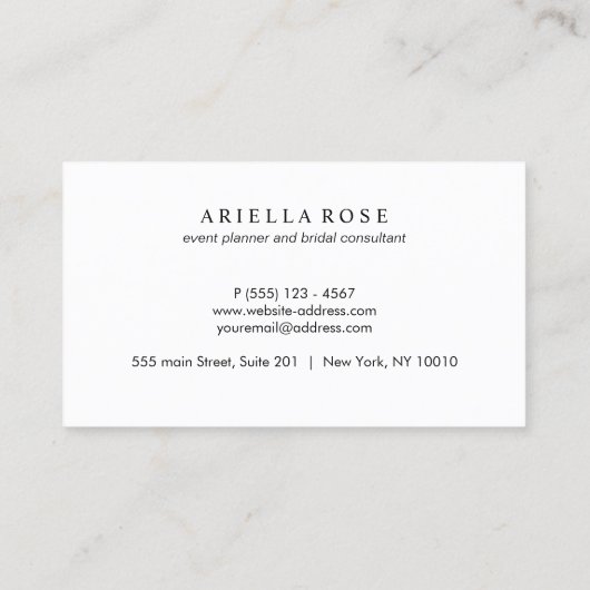 Luxe Elegant Black en White Marble Visitekaartje (Achterkant)