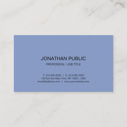 Luxe, elegant blauw, eenvoudig beeldscherm visitekaartje (Achterkant)