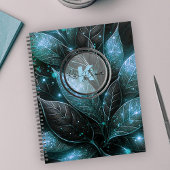 Luxe Elegant Blauwgroen Zwart Glanzend Blad Planner