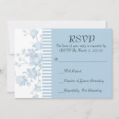 Luxe Elegant Blue Peony Floral RSVP kaart (Voorkant)