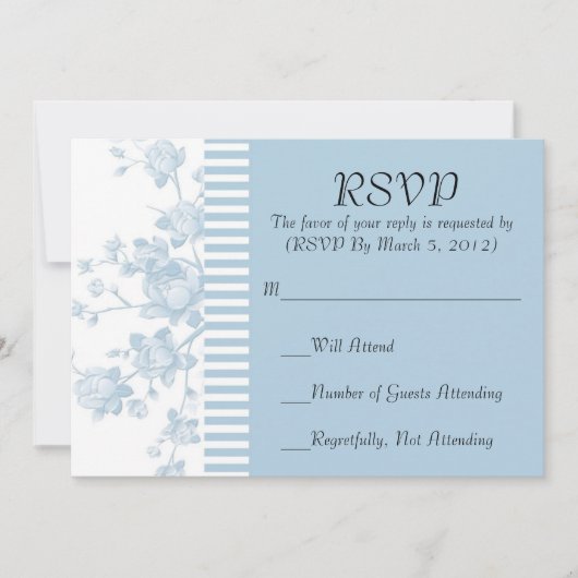 Luxe Elegant Blue Peony Floral RSVP kaart (Voorkant)