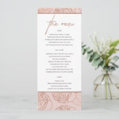 LUXE ELEGANT BLUSH PINK ROSE GOLD FLORAL MENU (Staand voorkant)