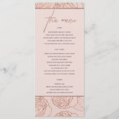 LUXE ELEGANT BLUSH PINK ROSE GOLD FLORAL MENU (Voorkant)