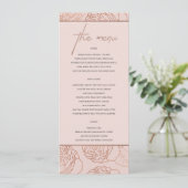 LUXE ELEGANT BLUSH PINK ROSE GOLD FLORAL MENU (Staand voorkant)