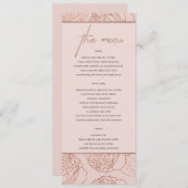 LUXE ELEGANT BLUSH PINK ROSE GOLD FLORAL MENU (Voorkant / Achterkant)