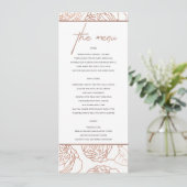 LUXE ELEGANT BLUSH PINK ROSE GOLD FLORAL MENU (Staand voorkant)