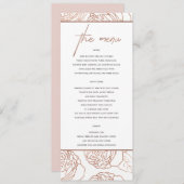 LUXE ELEGANT BLUSH PINK ROSE GOLD FLORAL MENU (Voorkant / Achterkant)
