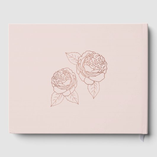 LUXE ELEGANT BLUSH PINK ROSE GOLD FLORAL WEDING GASTENBOEK (Achterkant)