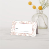 LUXE ELEGANT BLUSH PINK ROSE GOLD FLORAL WEDING PLAATSKAARTJE (Voorkant)