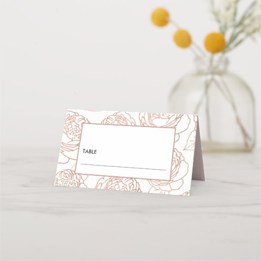 LUXE ELEGANT BLUSH PINK ROSE GOLD FLORAL WEDING PLAATSKAARTJE (Voorkant)