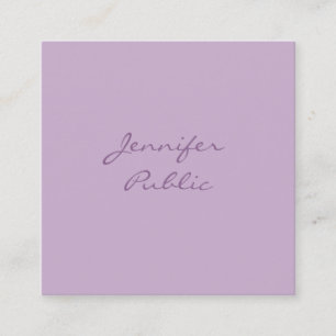 Luxe Elegant Calligraphy Script Modern Paars Vierkante Visitekaartje