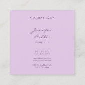 Luxe Elegant Calligraphy Script Modern Paars Vierkante Visitekaartje (Achterkant)