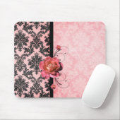 Luxe Elegant Damask Roze Rose Mousepad Muismat (Met muis)