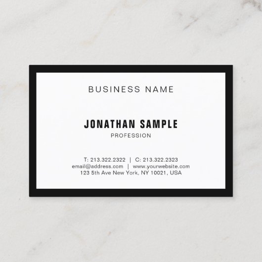 Luxe elegant eenvoudig ontwerp zwart-wit modern visitekaartje (Achterkant)