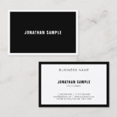Luxe elegant eenvoudig ontwerp zwart-wit modern visitekaartje (Voorkant / Achterkant)