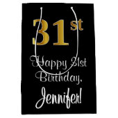 Luxe, Elegant, Faux Gold Look 31e verjaardag Medium Cadeauzakje (Voorkant)