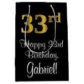 Luxe, Elegant, Faux Gold Look 33e verjaardag Medium Cadeauzakje (Voorkant)