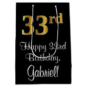 Luxe, Elegant, Faux Gold Look 33e verjaardag Medium Cadeauzakje (Achterkant)